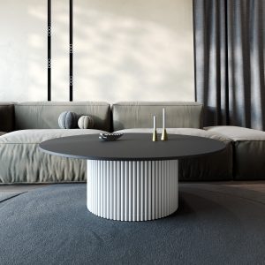 Журнальный столик TRUBIS Wood M D120 см, черный/белый