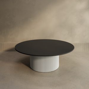 Журнальный столик TRUBIS Wood M D120 см, черный/белый