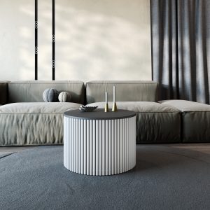 Журнальный столик TRUBIS Wood M D60 см, черный/белый