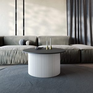 Журнальный столик TRUBIS Wood M D80 см, черный/белый