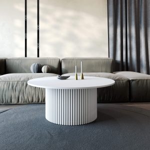 Журнальный столик TRUBIS Wood M D100 см, белый