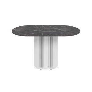 Обеденный стол TRUBIS Wood Oval 140 х 80 см, темный мрамор/белый