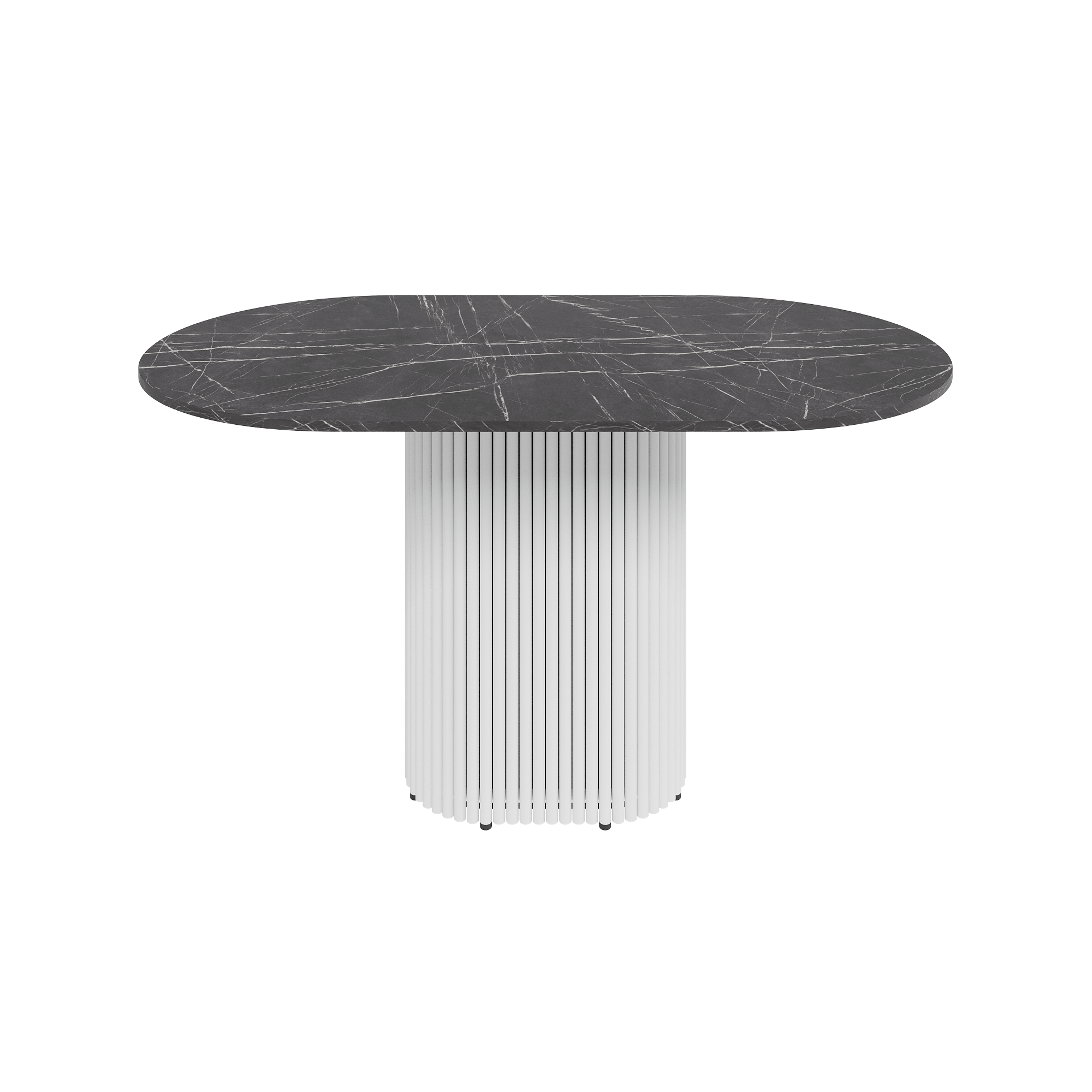 Обеденный стол TRUBIS Wood Oval 140 х 80 см, темный мрамор/белый