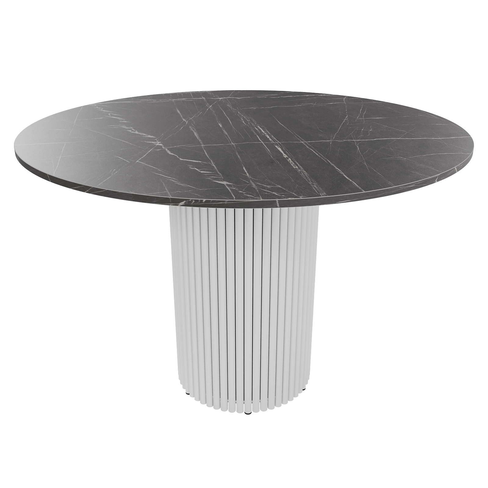 Обеденный стол TRUBIS Wood L D110 см, темный мрамор/белый