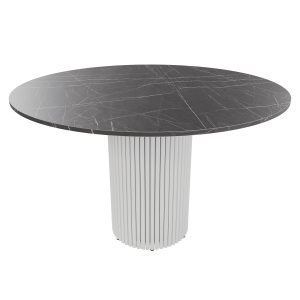 Обеденный стол TRUBIS Wood L D120 см, темный мрамор/белый