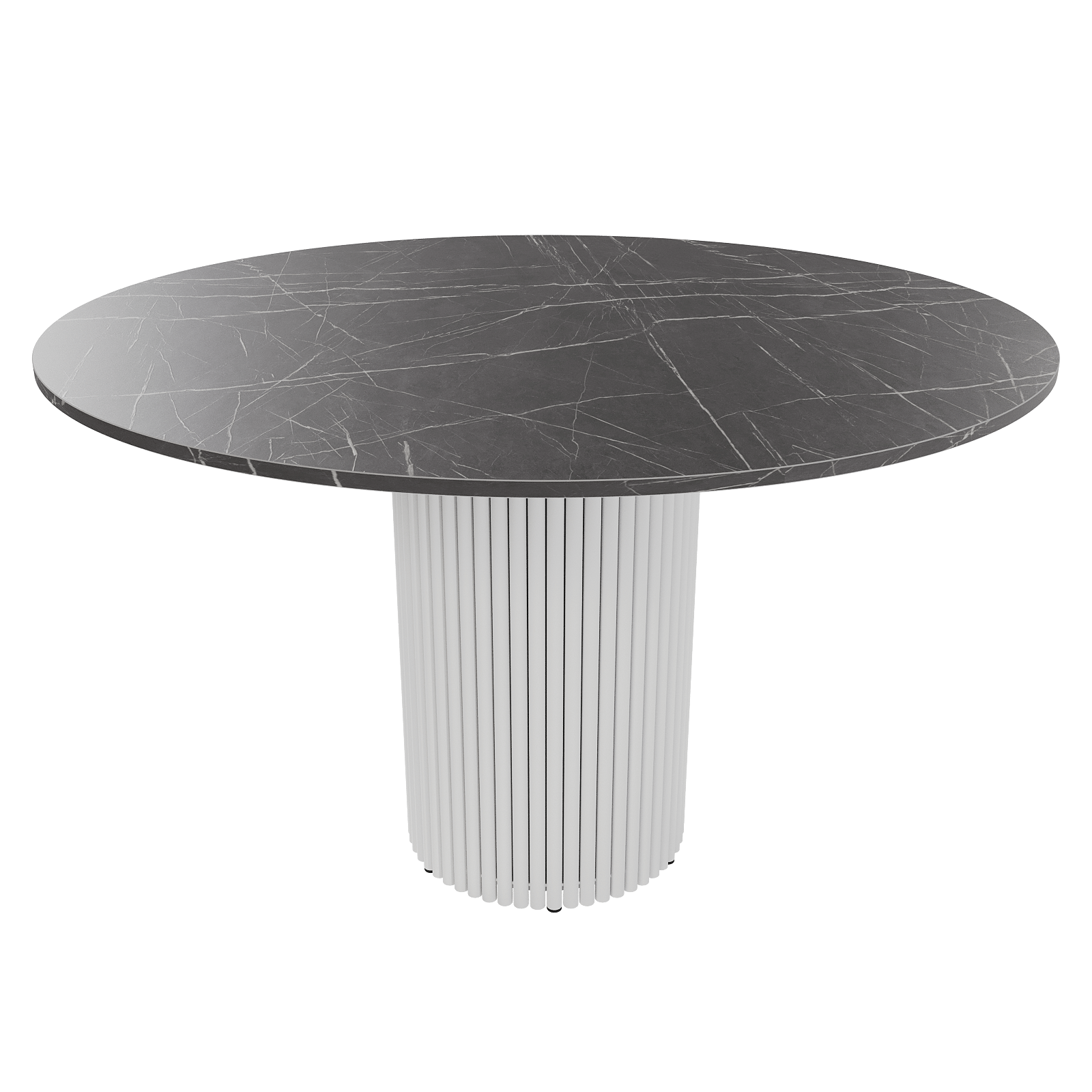 Обеденный стол TRUBIS Wood L D120 см, темный мрамор/белый