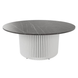 Журнальный столик TRUBIS Wood M D100 см, темный мрамор/белый