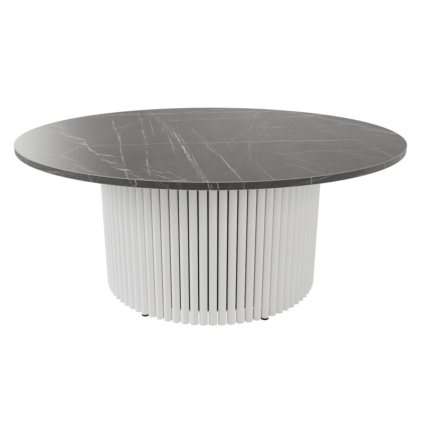 Журнальный столик TRUBIS Wood M D100 см, темный мрамор/белый