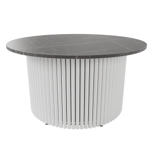 Журнальный столик TRUBIS Wood M D80 см, темный мрамор/белый