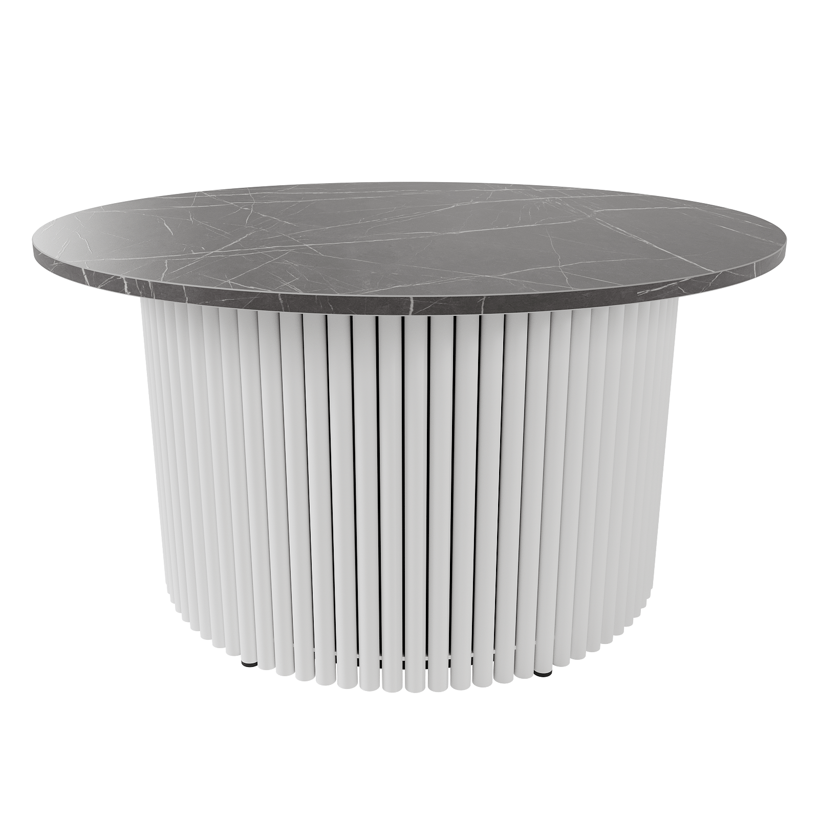 Журнальный столик TRUBIS Wood M D80 см, темный мрамор/белый