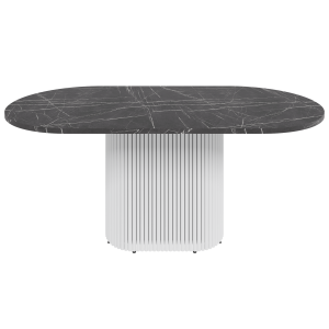 Обеденный стол TRUBIS Wood Oval 180 х 90 см, темный мрамор/белый