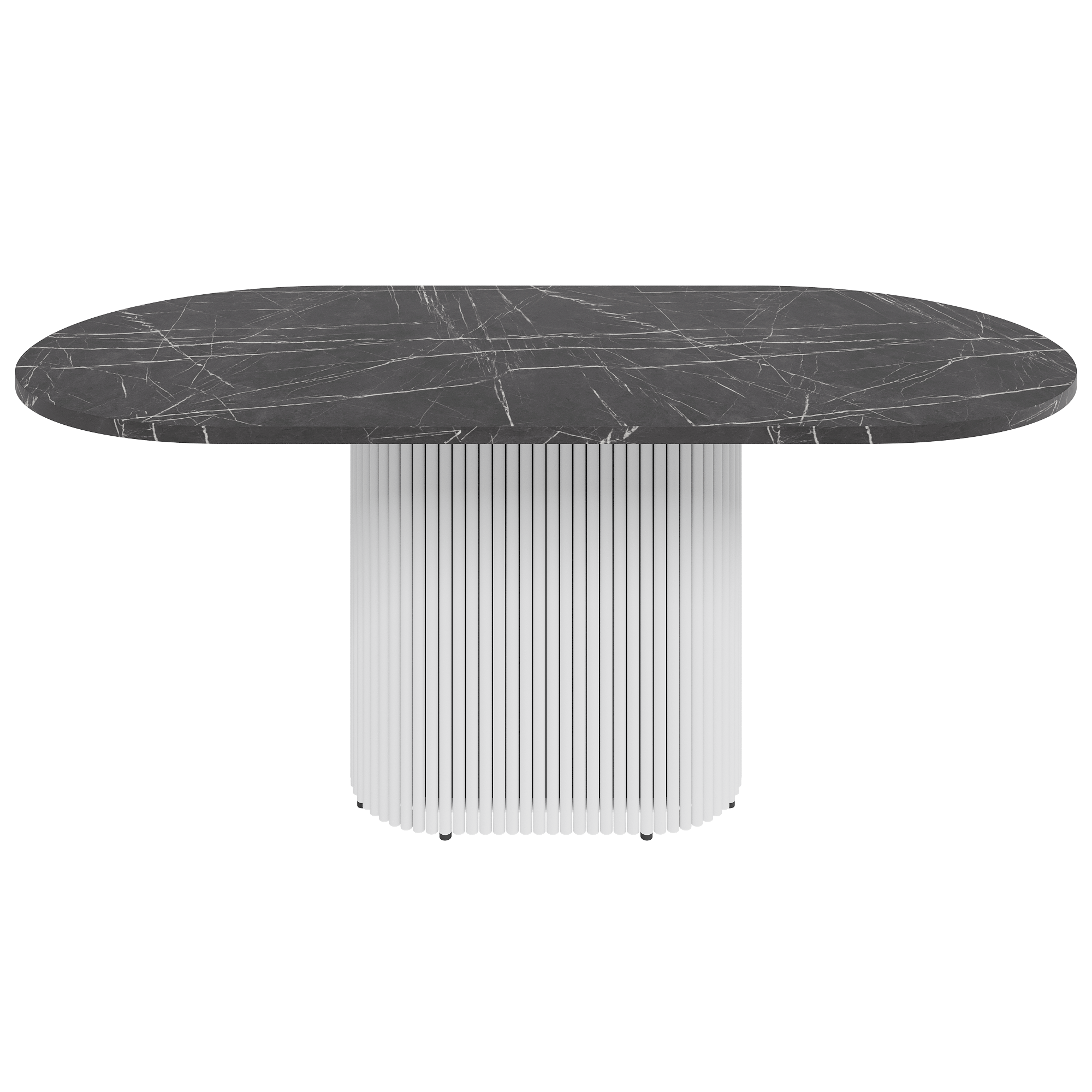 Обеденный стол TRUBIS Wood Oval 180 х 90 см, темный мрамор/белый