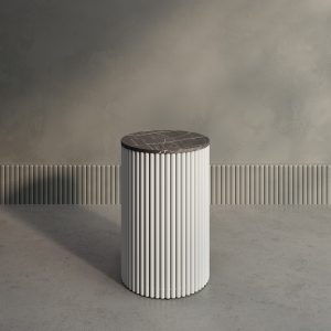 Журнальный столик TRUBIS Wood S D40 см, темный мрамор/белый