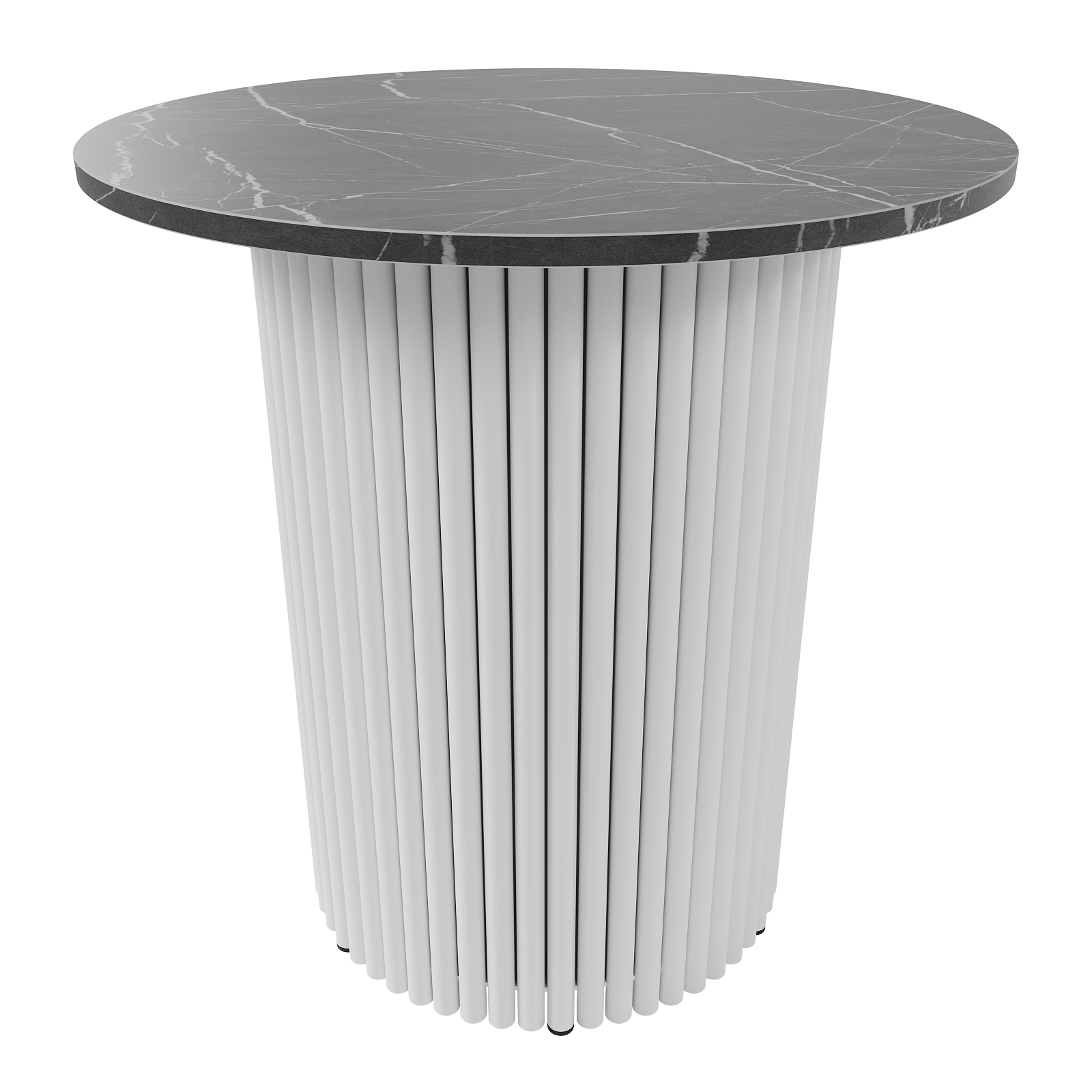 Журнальный столик TRUBIS Wood S D60 см, темный мрамор/белый