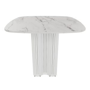 Обеденный стол TRUBIS Wood CLEVER 90 см, белый мрамор/белый