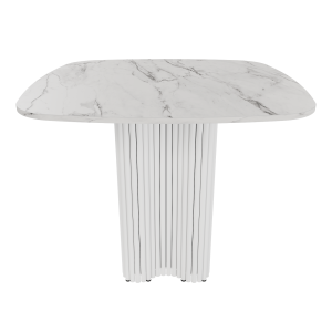 Обеденный стол TRUBIS Wood CLEVER 90 см, белый мрамор/белый