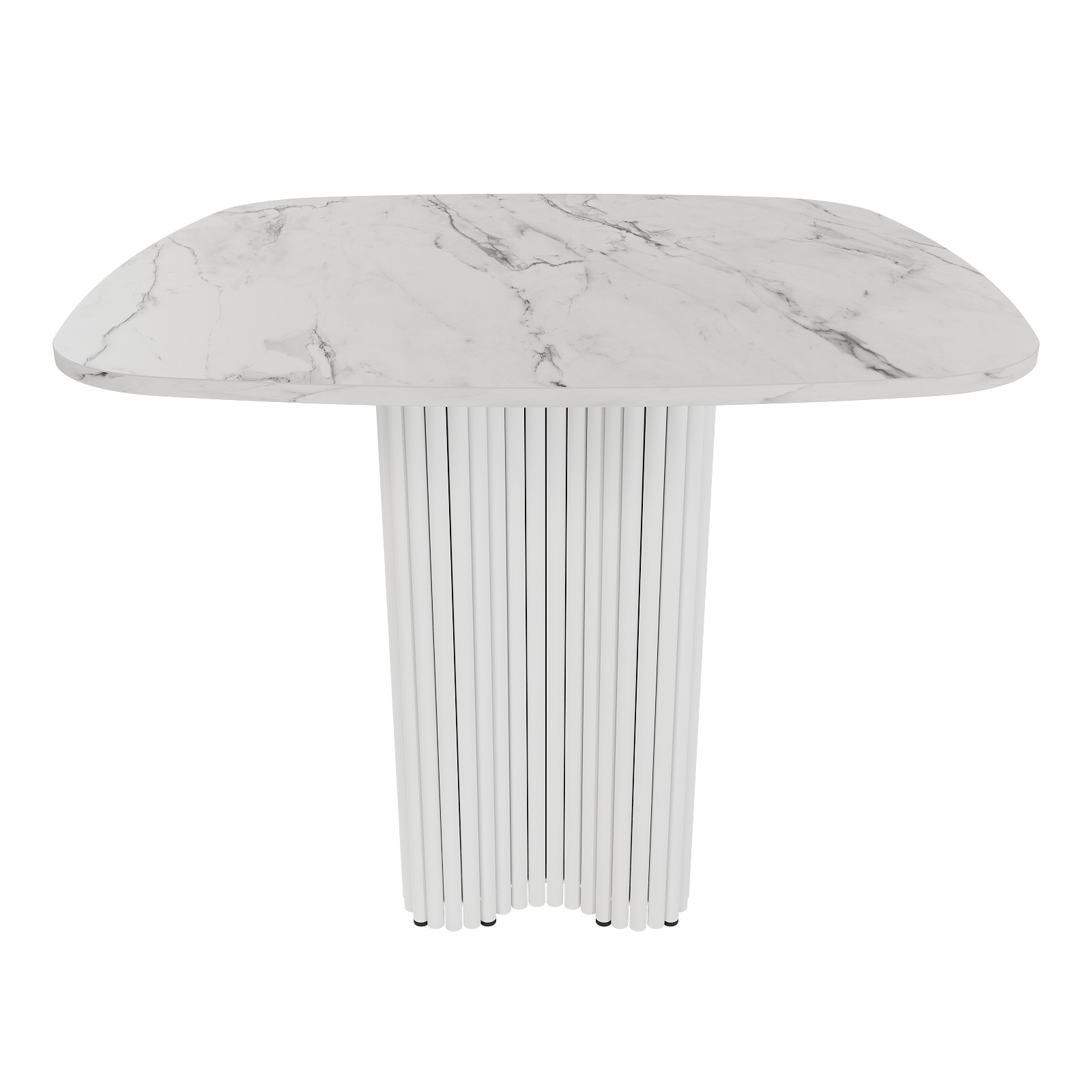 Обеденный стол TRUBIS Wood CLEVER 90 см, белый мрамор/белый