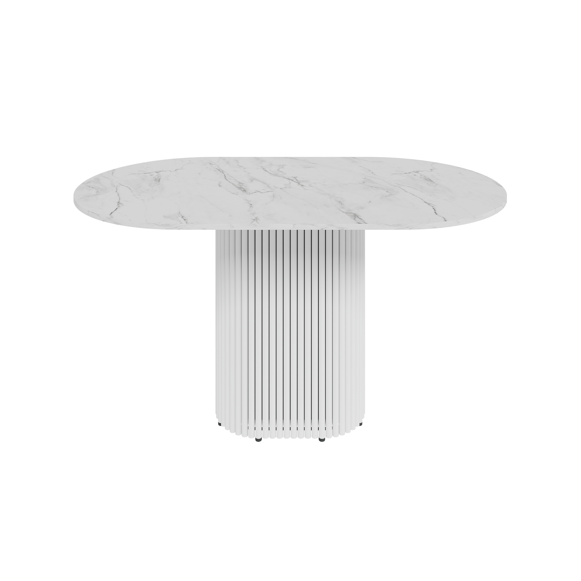 Обеденный стол TRUBIS Wood Oval 140 х 80 см, белый мрамор/белый