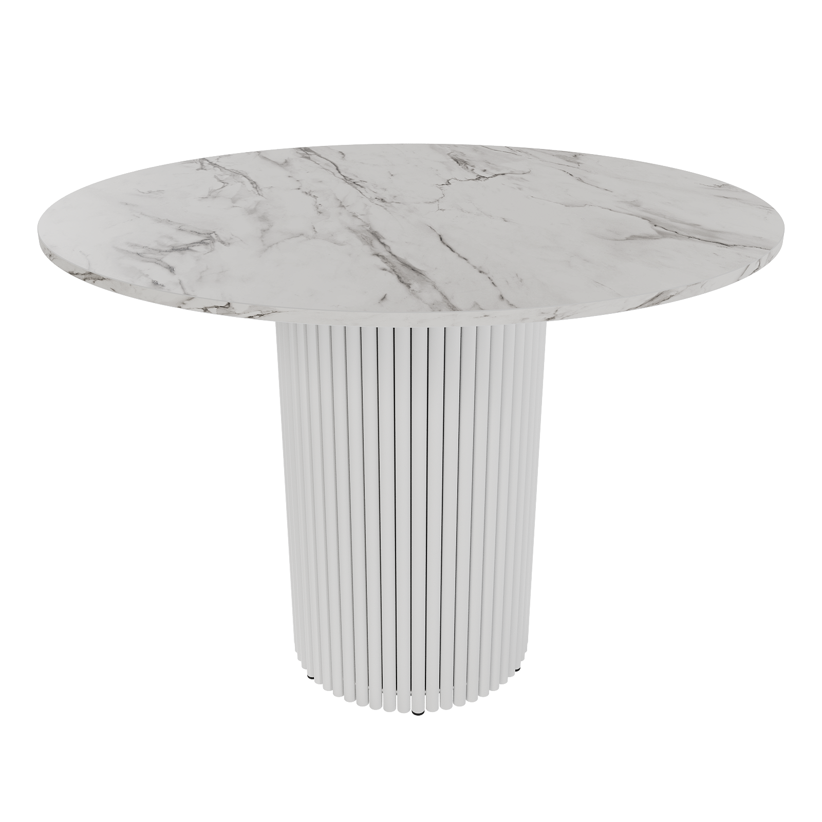 Обеденный стол TRUBIS Wood L D100 см, белый мрамор/белый