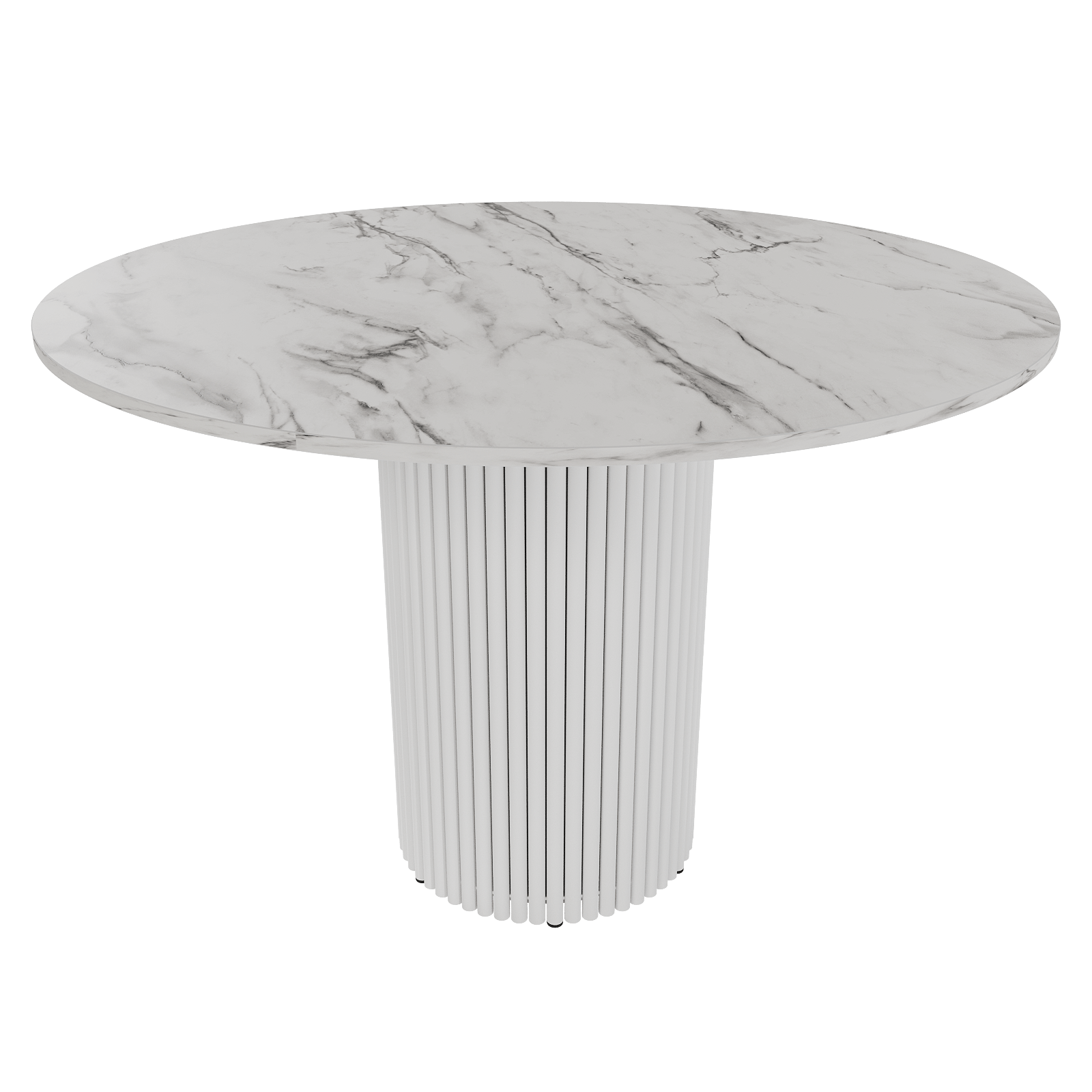 Обеденный стол TRUBIS Wood L D110 см, белый мрамор/белый