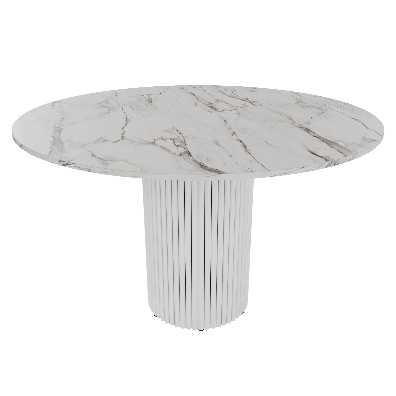 Обеденный стол TRUBIS Wood L D120 см, белый мрамор/белый