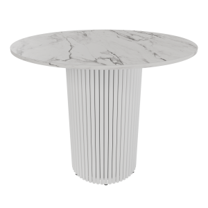 Обеденный стол TRUBIS Wood L D90 см, белый мрамор/белый