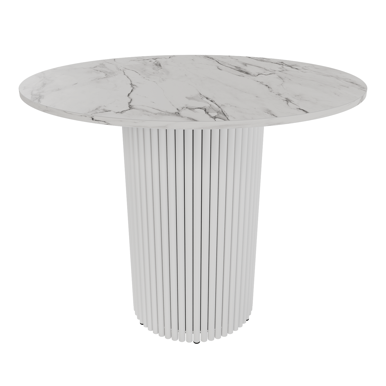 Обеденный стол TRUBIS Wood L D90 см, белый мрамор/белый