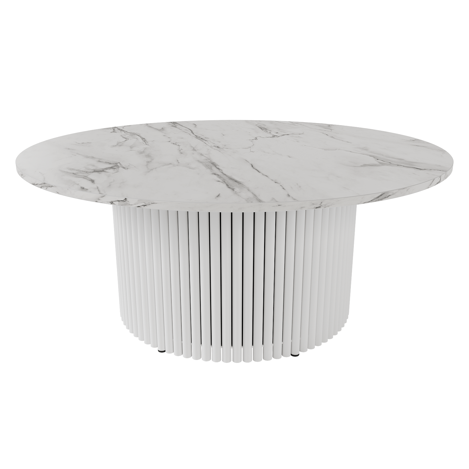 Журнальный столик TRUBIS Wood M D100 см, белый мрамор/белый