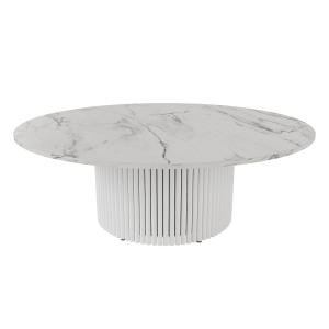 Журнальный столик TRUBIS Wood M D120 см, белый мрамор/белый