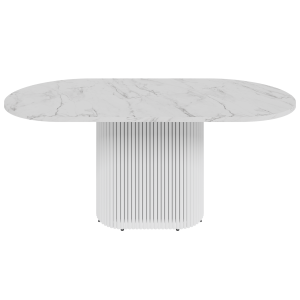 Обеденный стол TRUBIS Wood Oval 180 х 90 см, белый мрамор/белый