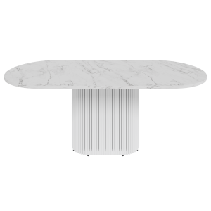 Обеденный стол TRUBIS Wood Oval 200 х 90 см, белый мрамор/белый
