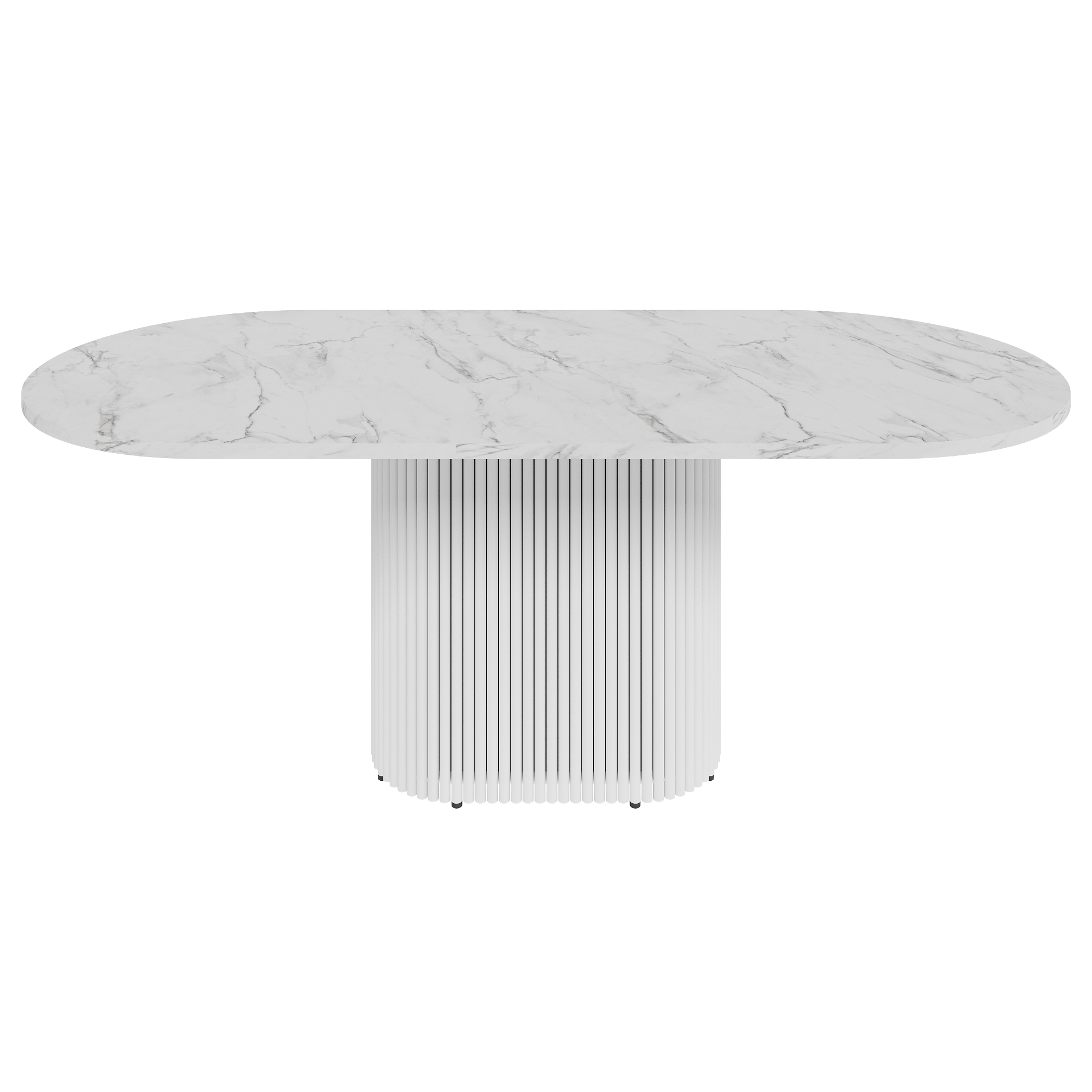Обеденный стол TRUBIS Wood Oval 200 х 90 см, белый мрамор/белый