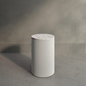 Журнальный столик TRUBIS Wood S D40 см, белый мрамор/белый