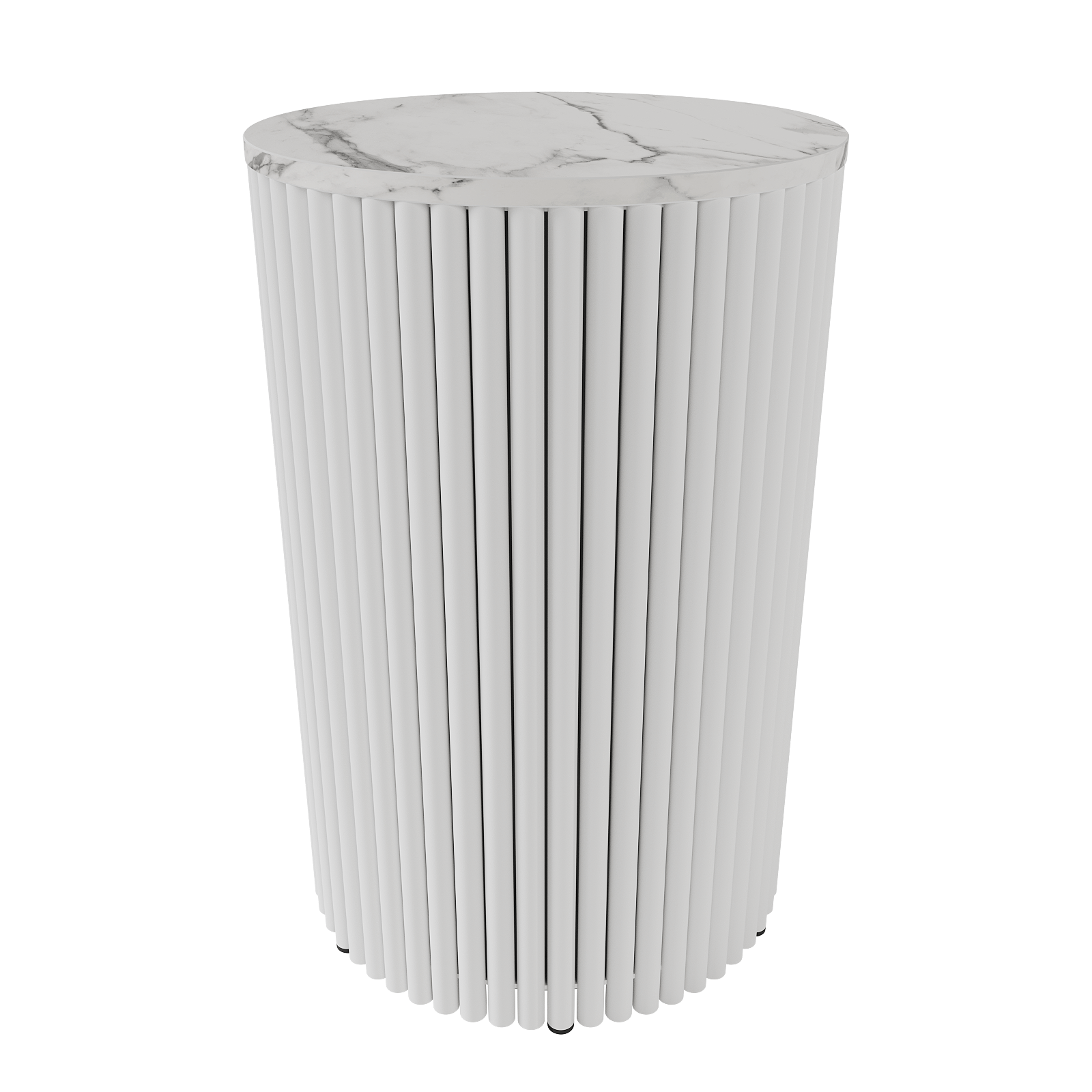 Журнальный столик TRUBIS Wood S D40 см, белый мрамор/белый