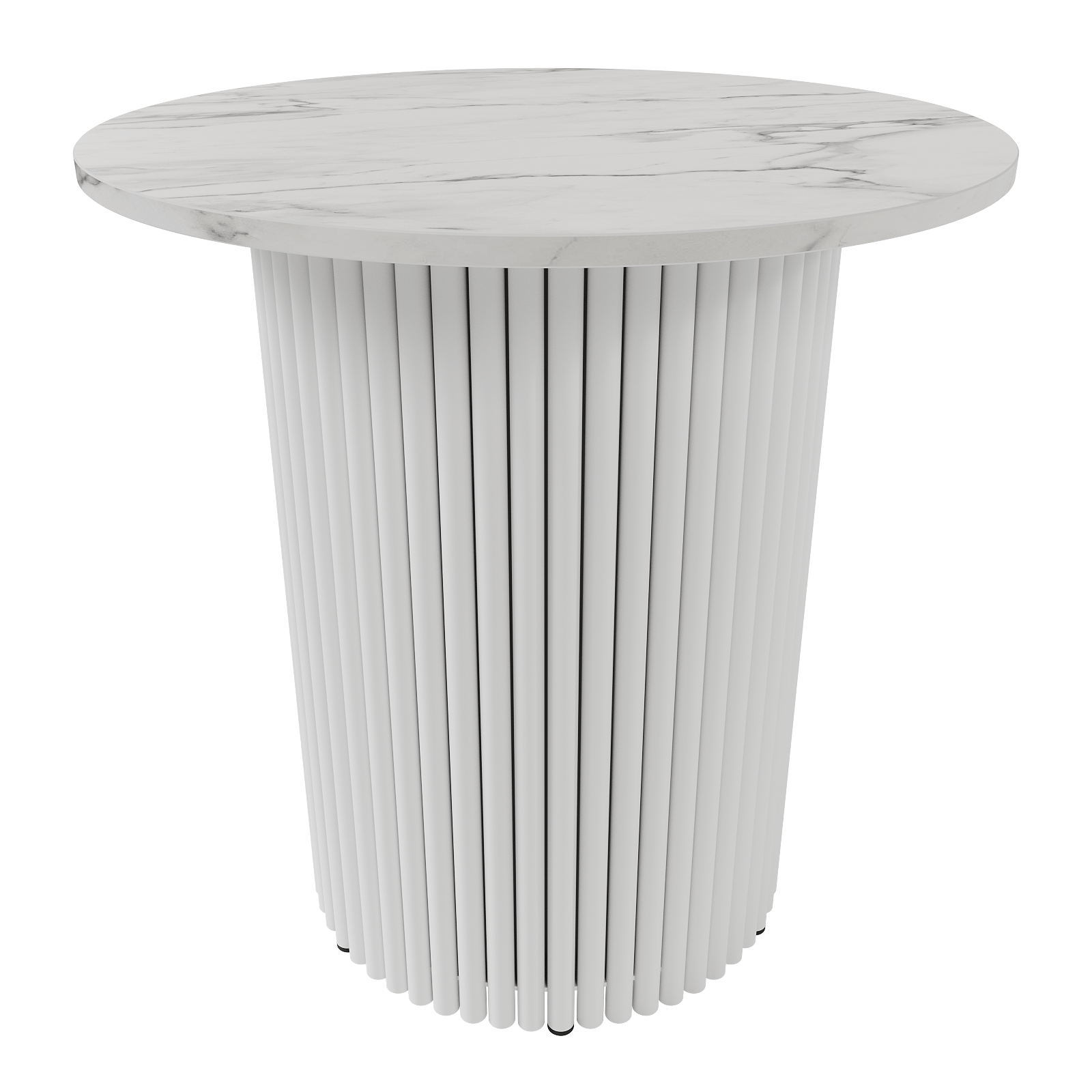 Журнальный столик TRUBIS Wood S D60 см, белый мрамор/белый