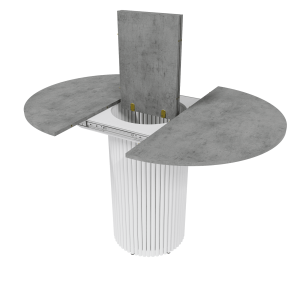 Обеденный стол TRUBIS L Max D90/120 х 90 см, бетон/белый