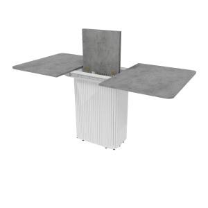 Обеденный стол TRUBIS R Max 120/160 х 80 см, бетон/белый