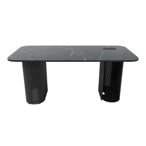 Рабочий стол TRUBIS Wood + Glass темный мрамор/черный, 180 х 90 см r150