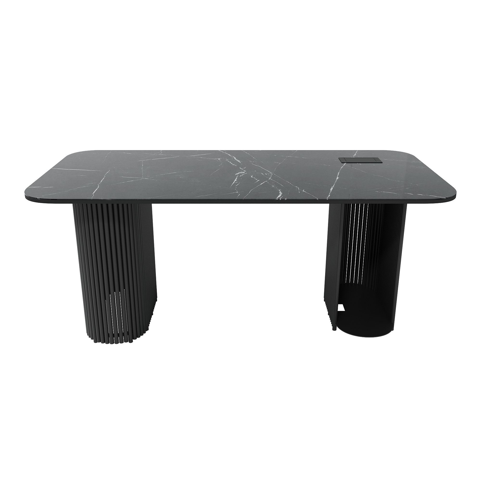 Рабочий стол TRUBIS Wood + Glass темный мрамор/черный, 180 х 90 см r150