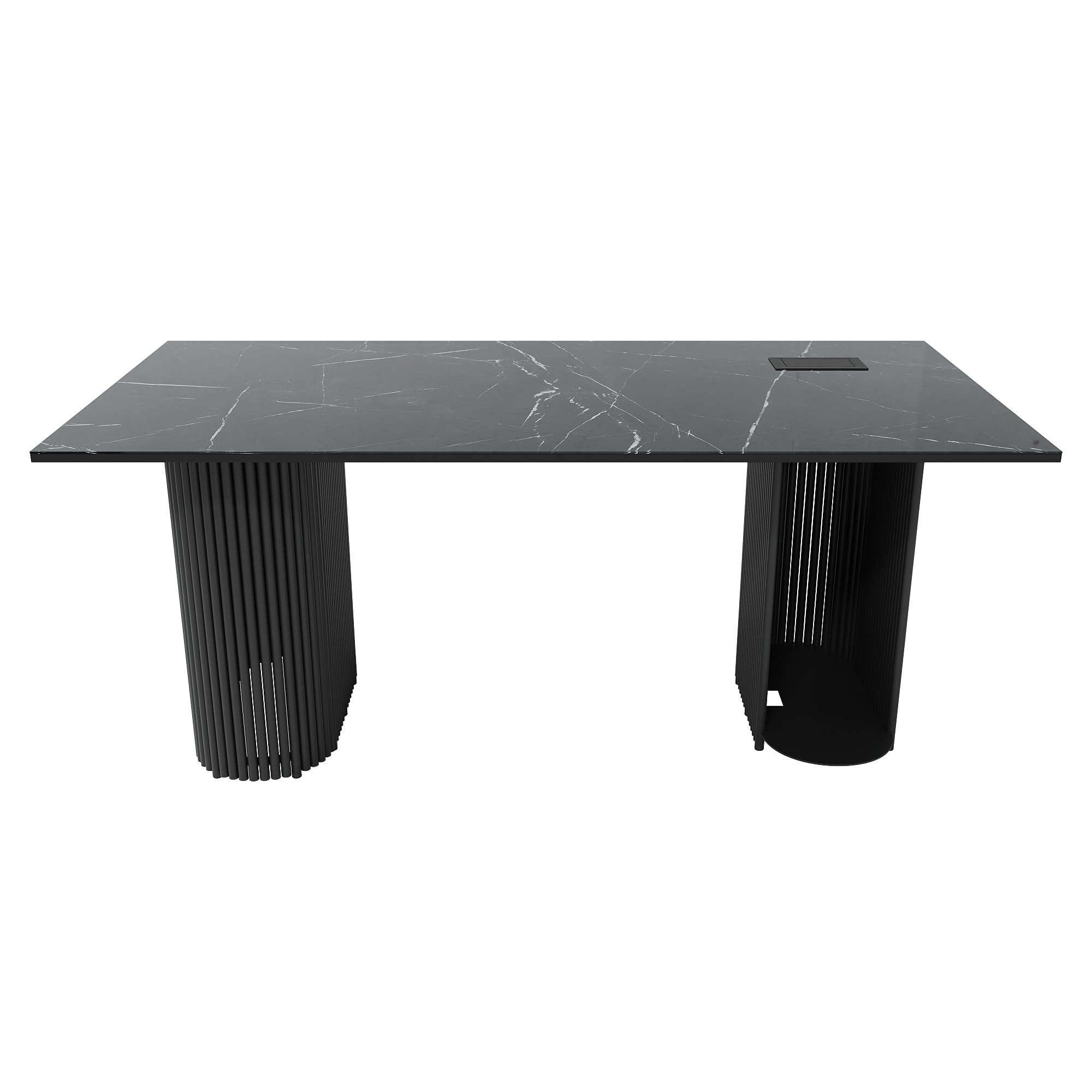 Рабочий стол TRUBIS Wood + Glass темный мрамор/черный, 180 х 90 см