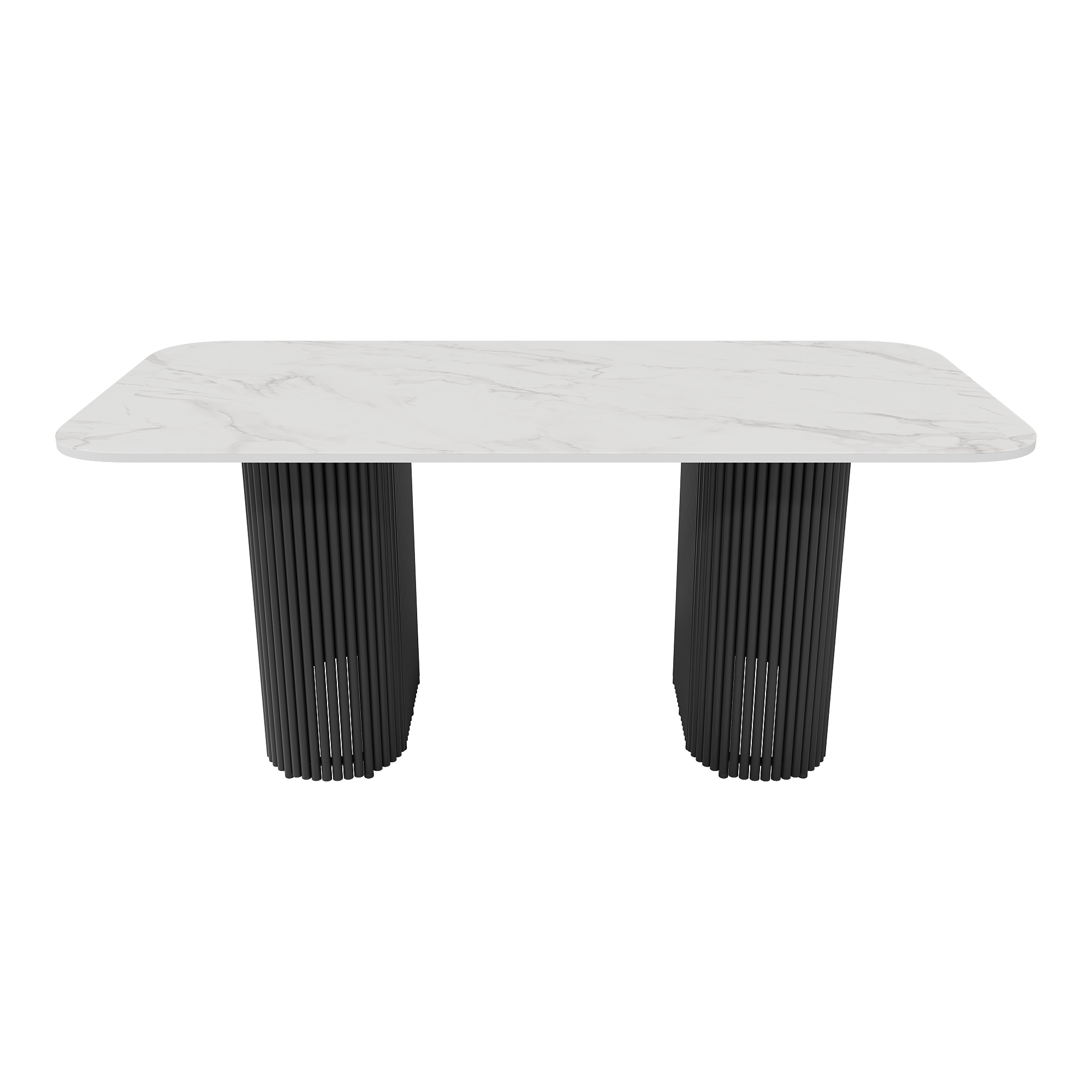 Обеденный стол TRUBIS Wood + Glass белый мрамор/черный, 180 х 90 см r150