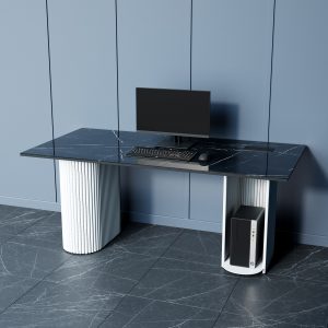 Рабочий стол TRUBIS Wood + Glass темный мрамор/белый, 180 х 90 см