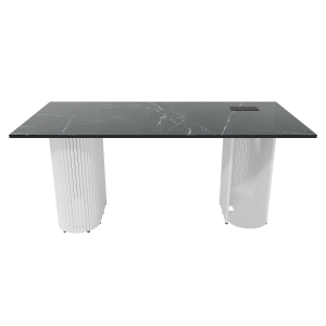 Рабочий стол TRUBIS Wood + Glass темный мрамор/белый, 180 х 90 см