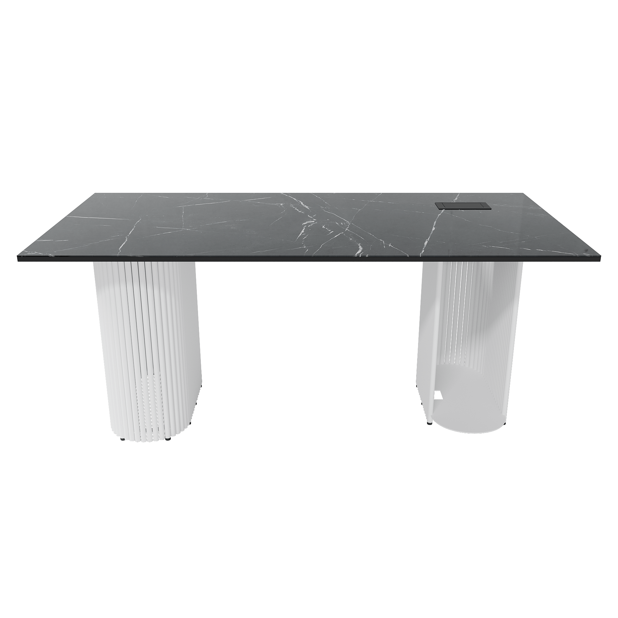 Рабочий стол TRUBIS Wood + Glass темный мрамор/белый, 180 х 90 см