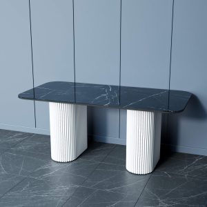 Обеденный стол TRUBIS Wood + Glass темный мрамор/белый, 180 х 90 см r150