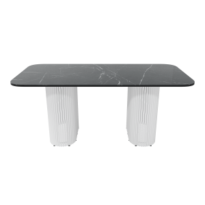 Обеденный стол TRUBIS Wood + Glass темный мрамор/белый, 180 х 90 см r150