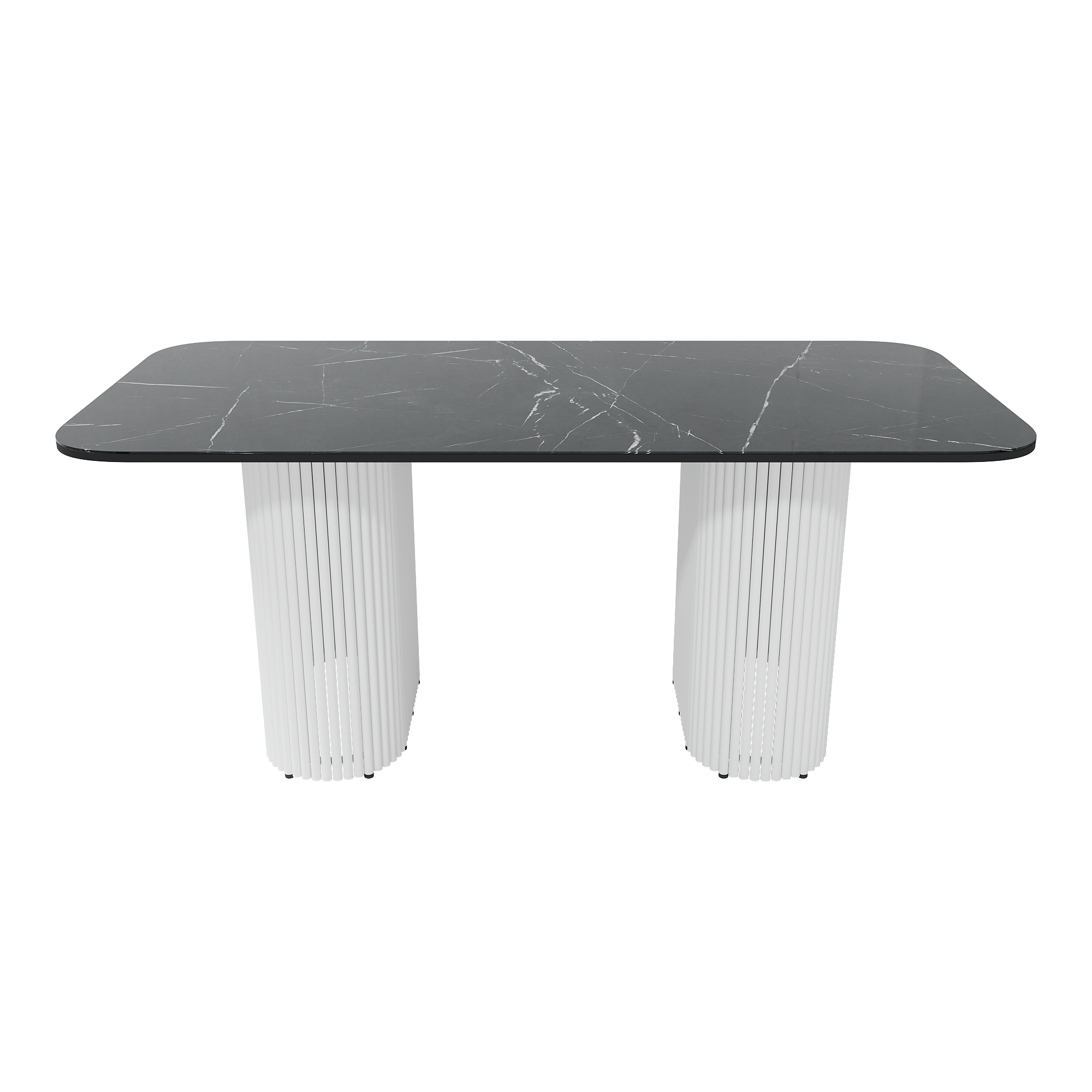 Обеденный стол TRUBIS Wood + Glass темный мрамор/белый, 180 х 90 см r150