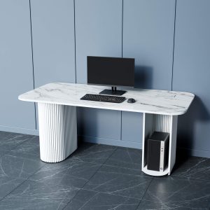 Рабочий стол TRUBIS Wood + Glass белый мрамор/белый, 180 х 90 см r150