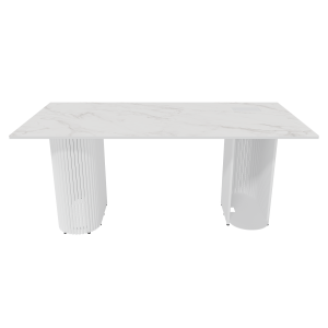 Рабочий стол TRUBIS Wood + Glass белый мрамор/белый, 180 х 90 см