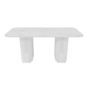 Обеденный стол TRUBIS Wood + Glass белый мрамор/белый, 180 х 90 см r150